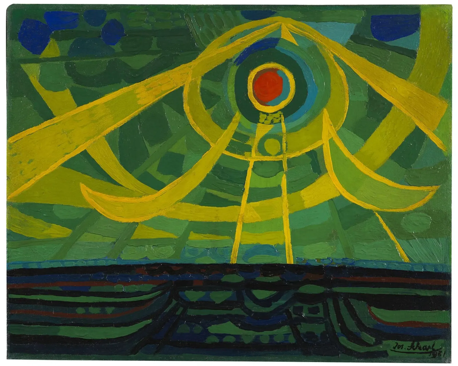Josef Scharl - Setting sun canvas with Floater frame by ARTOTHEK