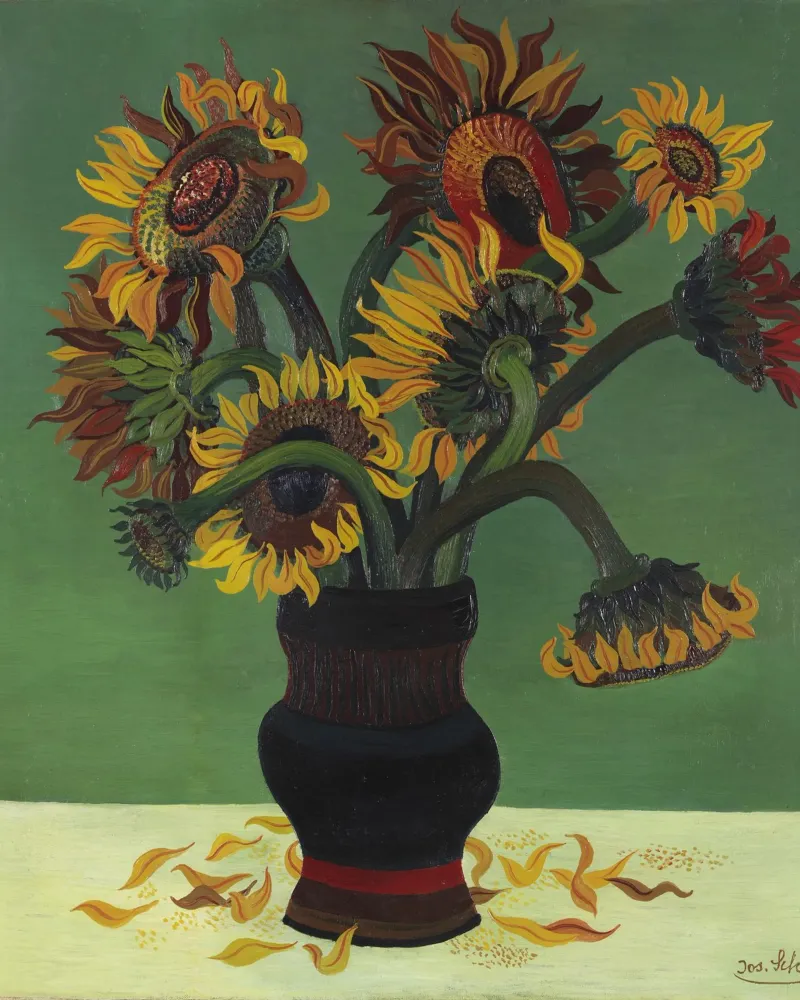 Josef Scharl - Girasoli poster con telaio in alluminio da ARTOTHEK
