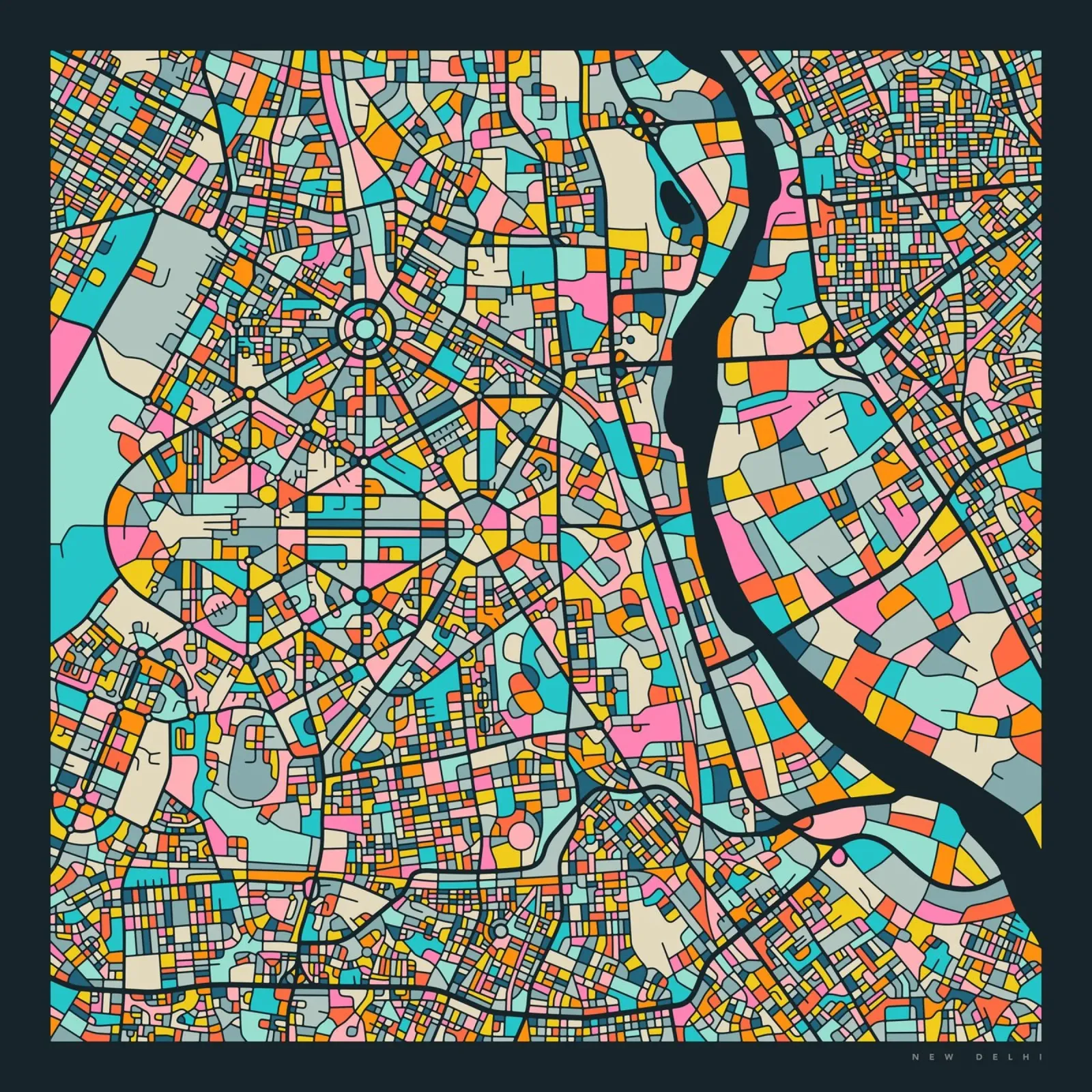 NEW DELHI MAP poster da Jazzberry Blue