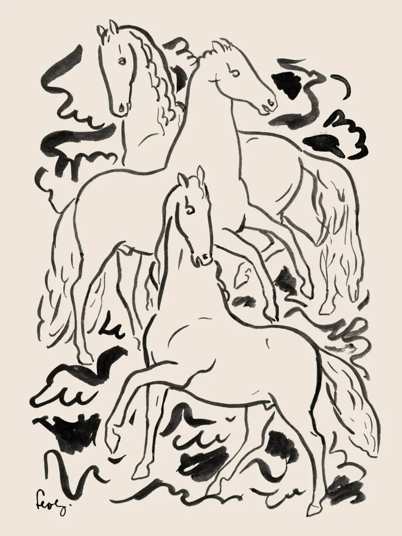 Three horses - Leo Gestel canvas by apoloprints