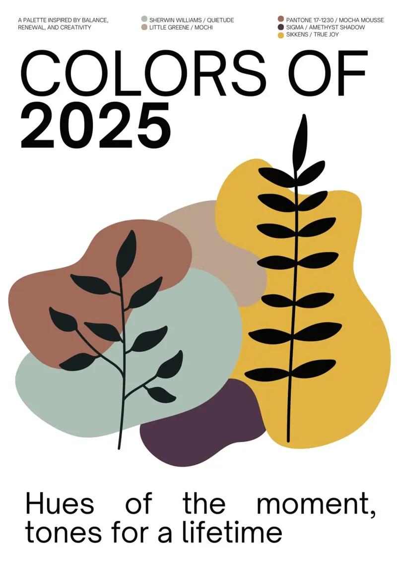 2025 Colors of the year Poster – v3 - Organic Shapes alluminio dibond da Hightown Design