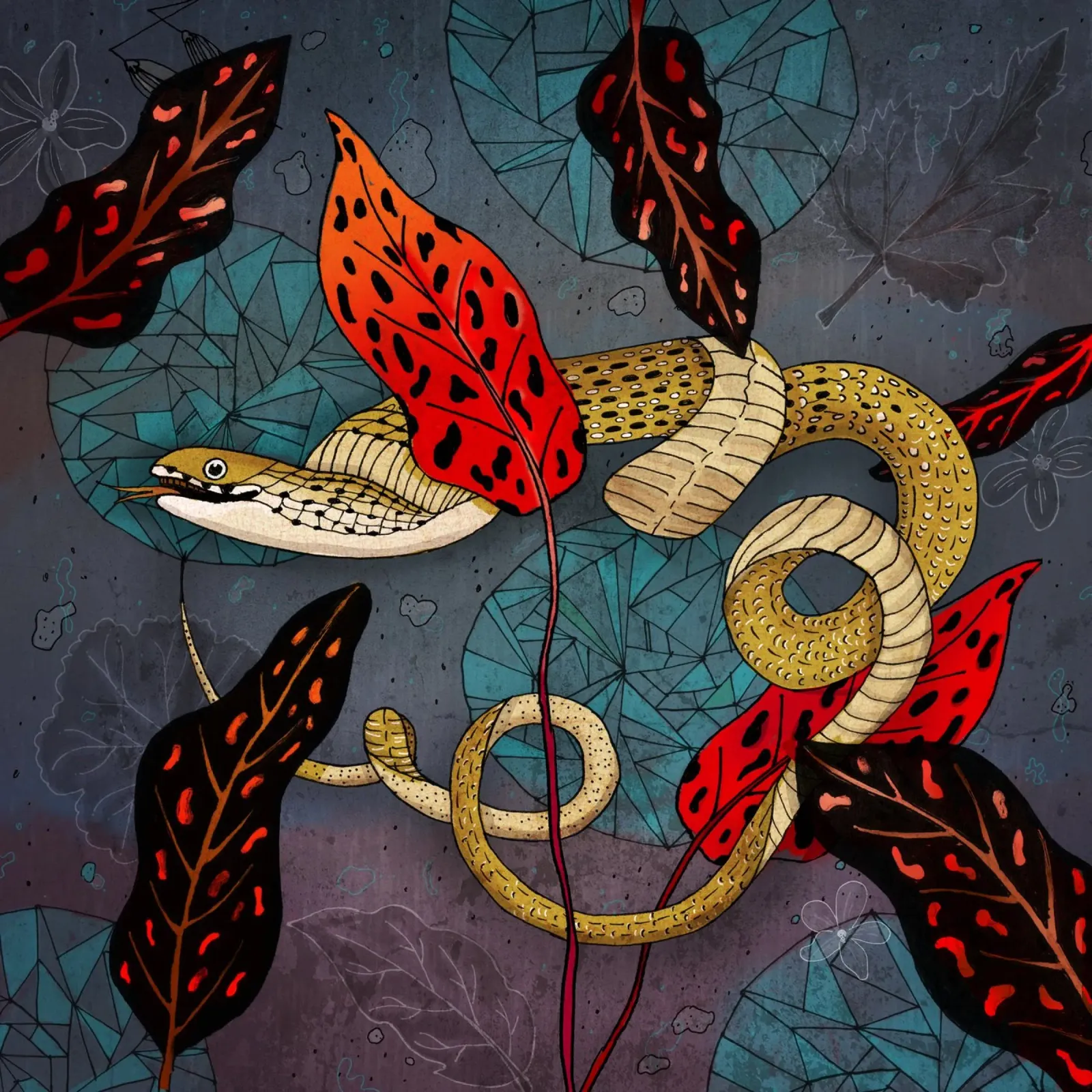 Year of the snake poster with aluminum frame by AnimalArt