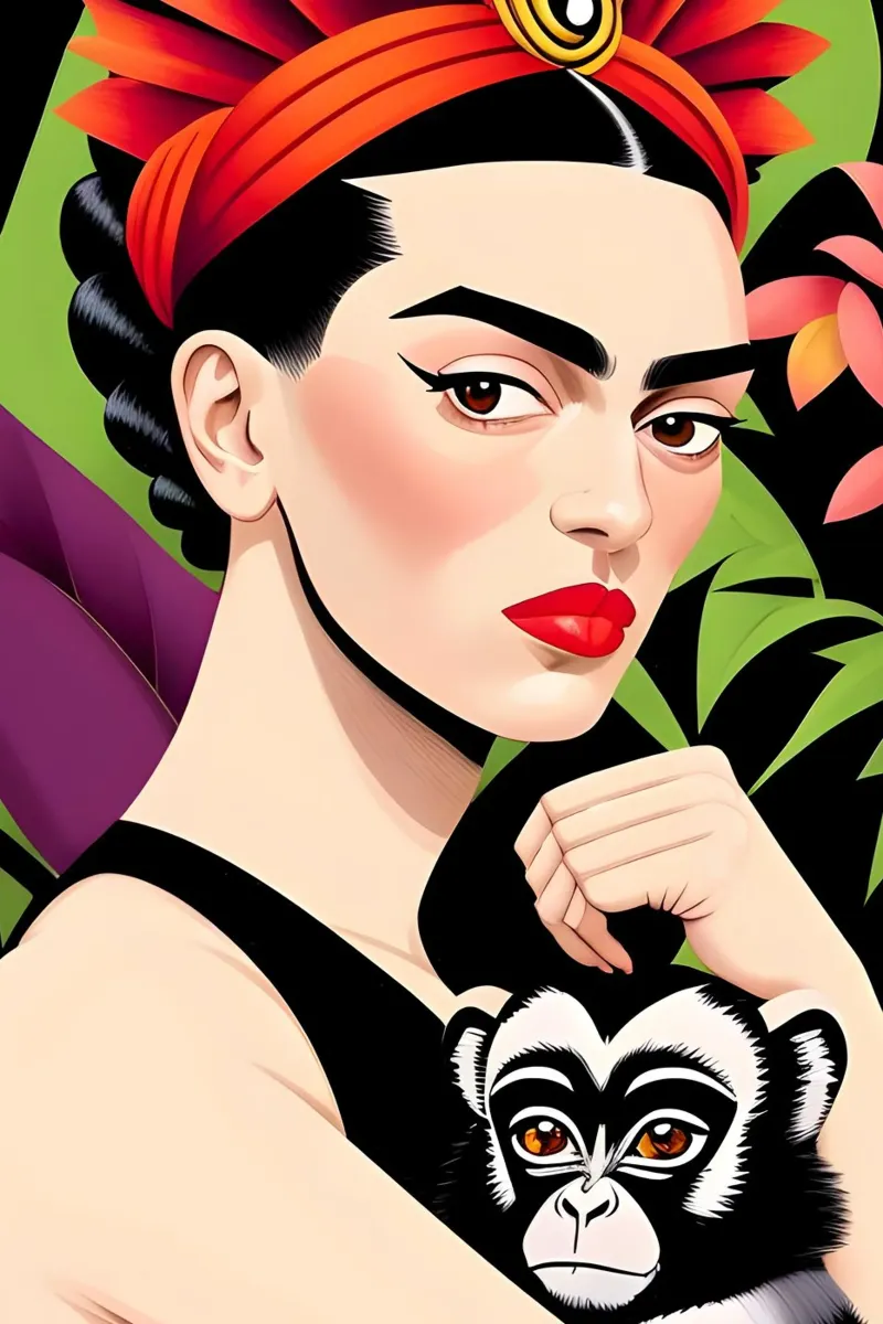 FRIDA KAHLO CON SCIMMIA pellicola backlit da ART DECO