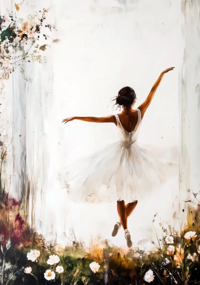 Ballerina di danza classica ad acquerello poster con telaio in alluminio da Justyna Jaszke JBJart