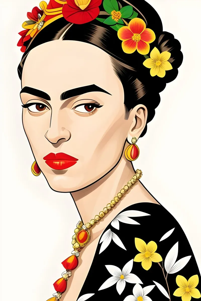 Tocado floral Frida Kahlo lámina retroiluminada de ART DECO