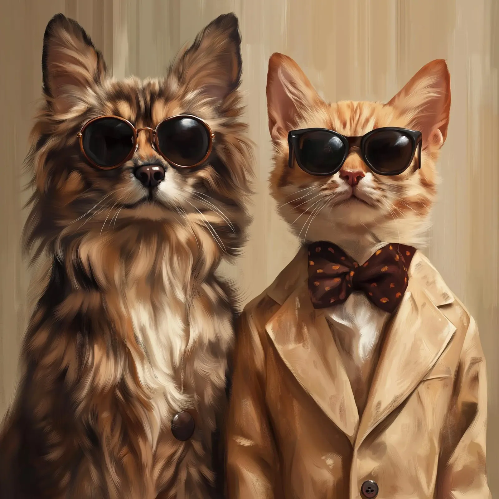 Boss Cat & Cute Dog poster with wooden frame by Motivate-Today