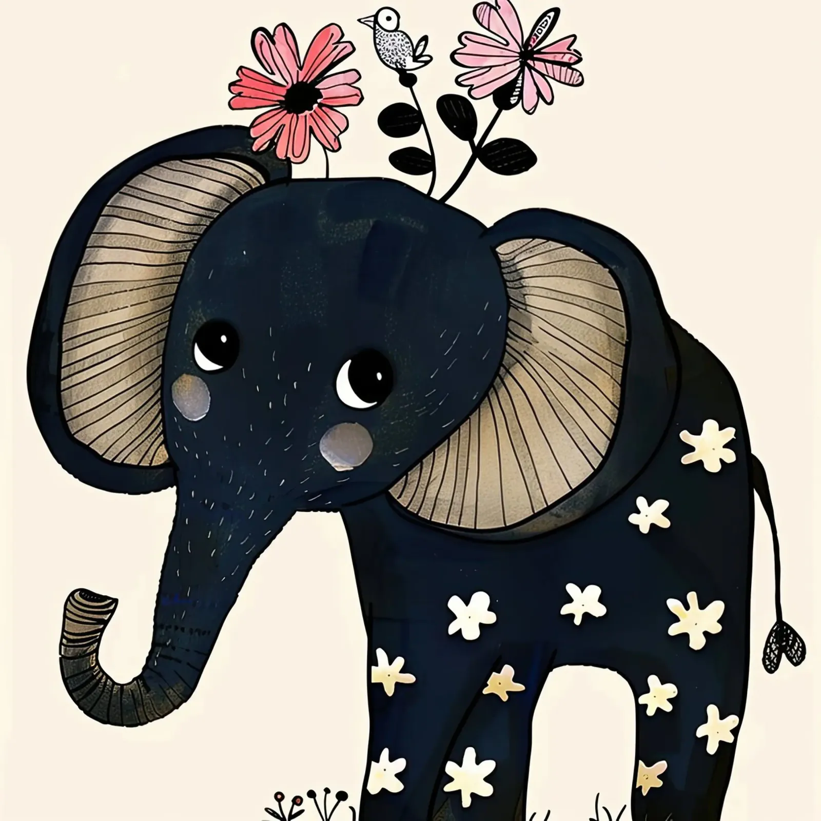 Elefante con fiori pellicola backlit da DaarbyN