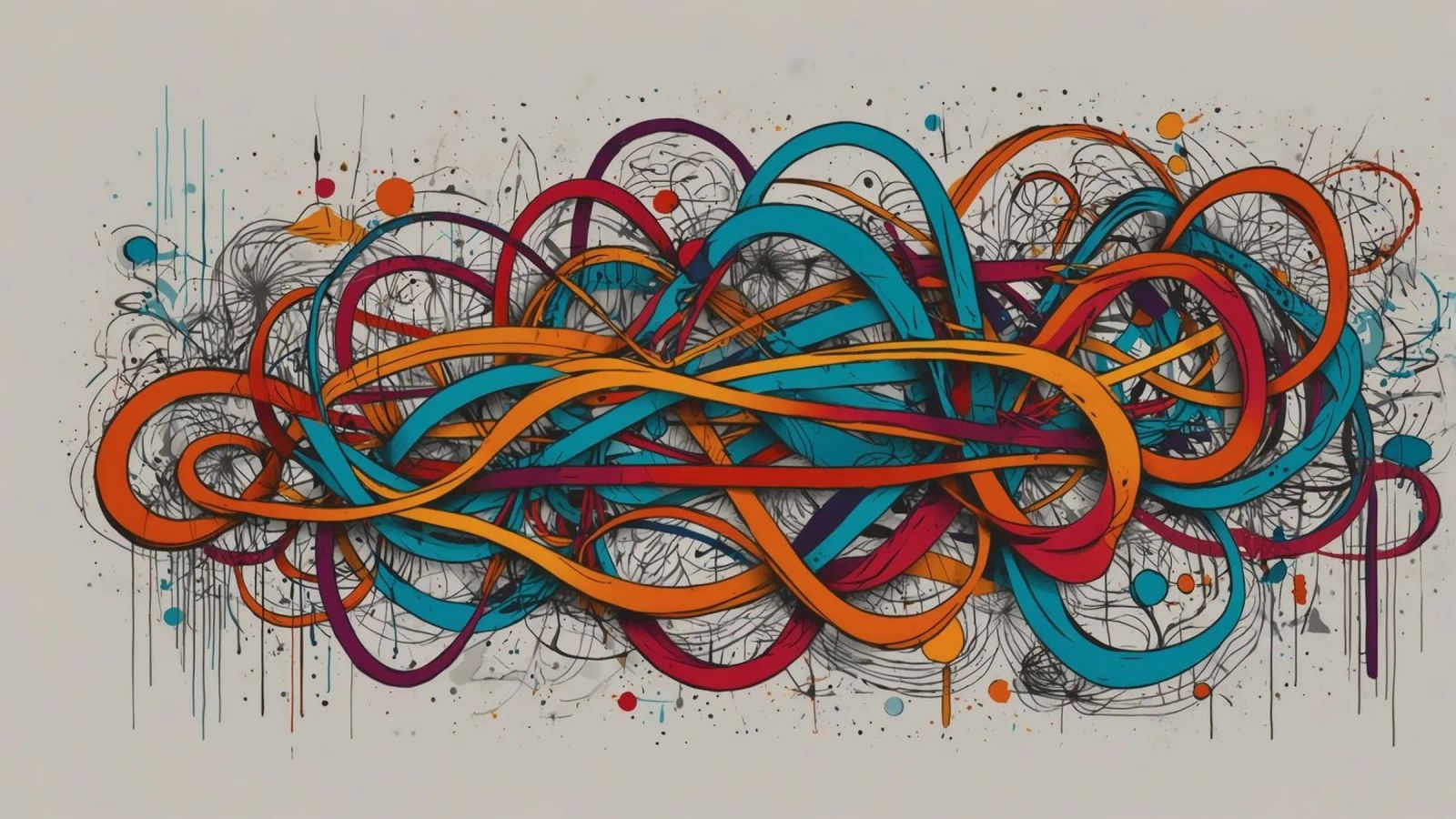 Design astratto e colorato con linee e forme dinamiche tela da DesignDoodle