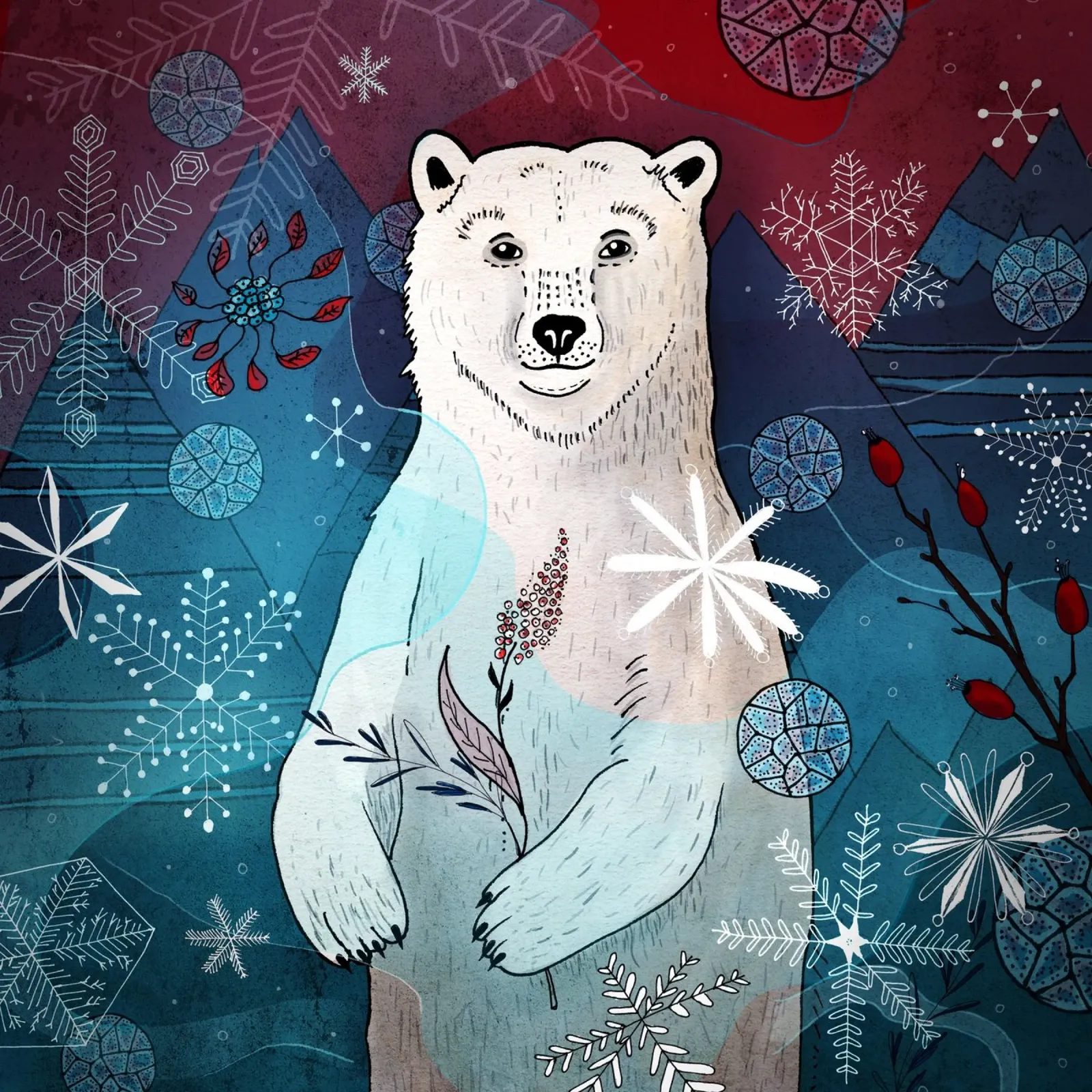 Orso polare con fiocchi di neve pellicola backlit da AnimalArt