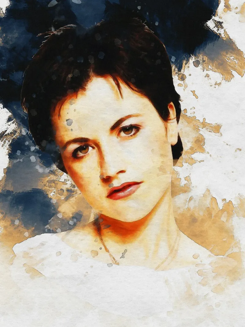 Retrato de Dolores O'Riordan poster con marco de madera de Gunawan Rb