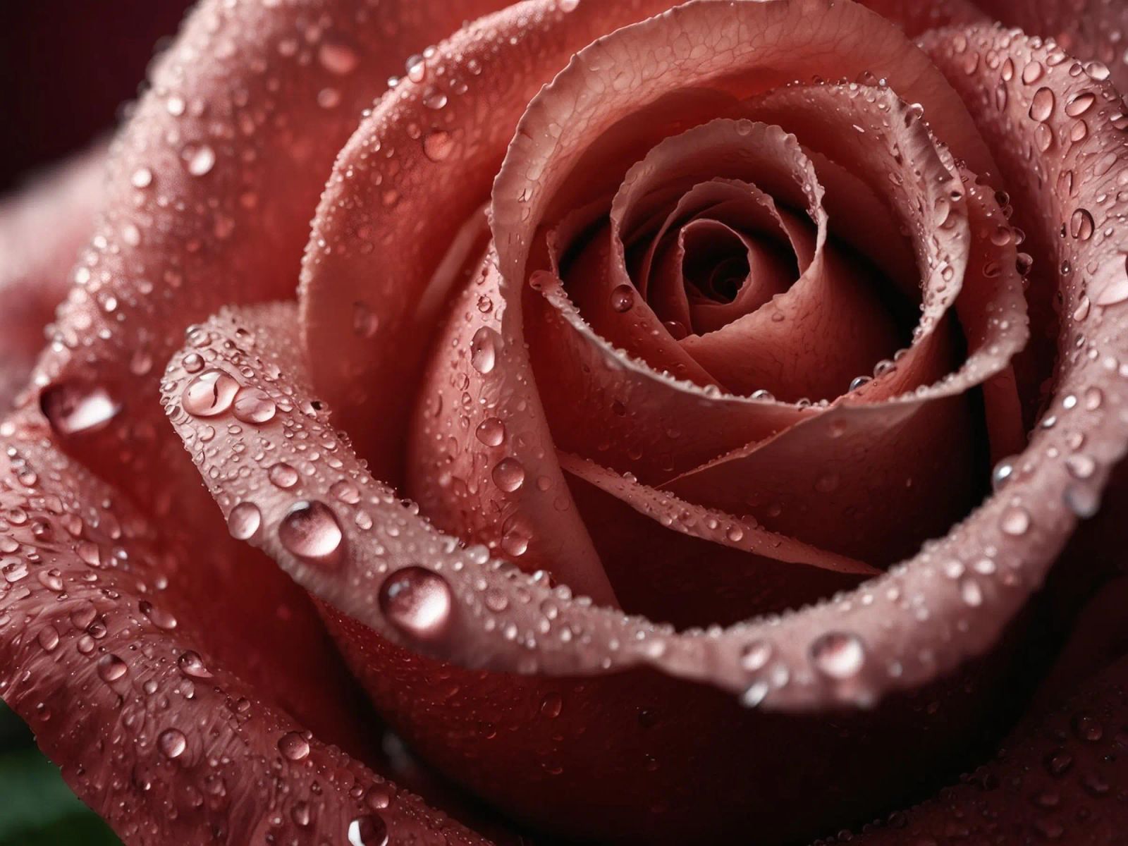 Vue rapprochée d'une rose baignée de rosée aux pétales éclatants. poster de DesignDoodle