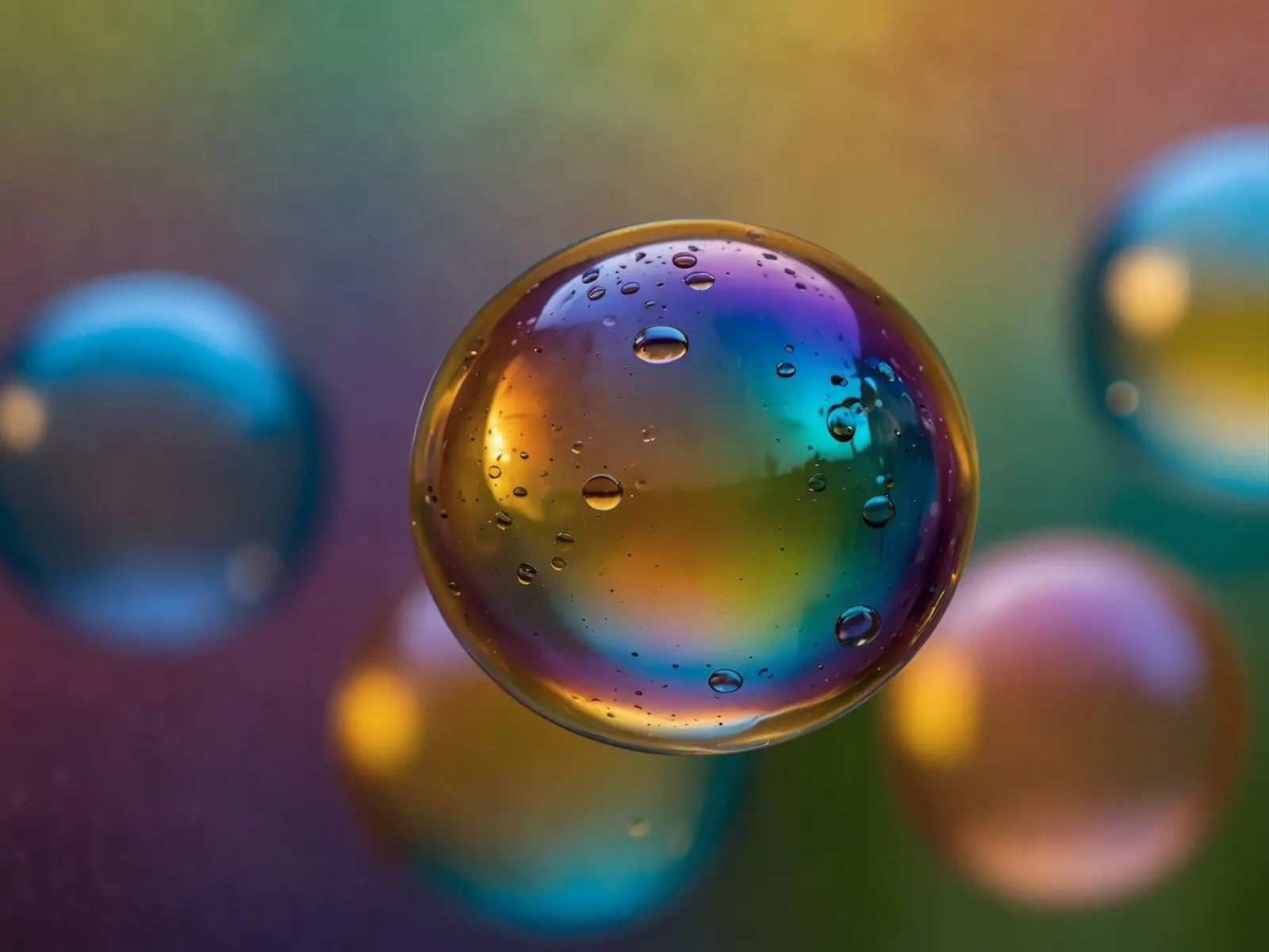 Colorful bubbles floating on a blurred vibrant background hahnemühle by DesignDoodle