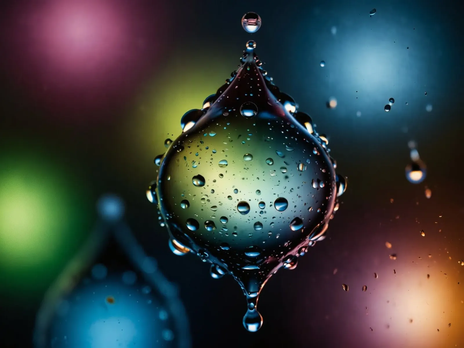Gocce d'acqua colorate sospese nell'aria pellicola backlit da DesignDoodle