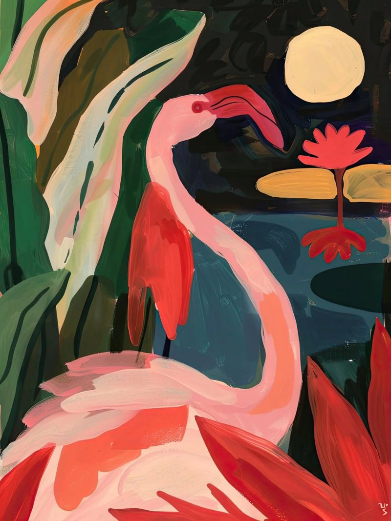 Flamingo im Mondschein Poster von DaarbyN