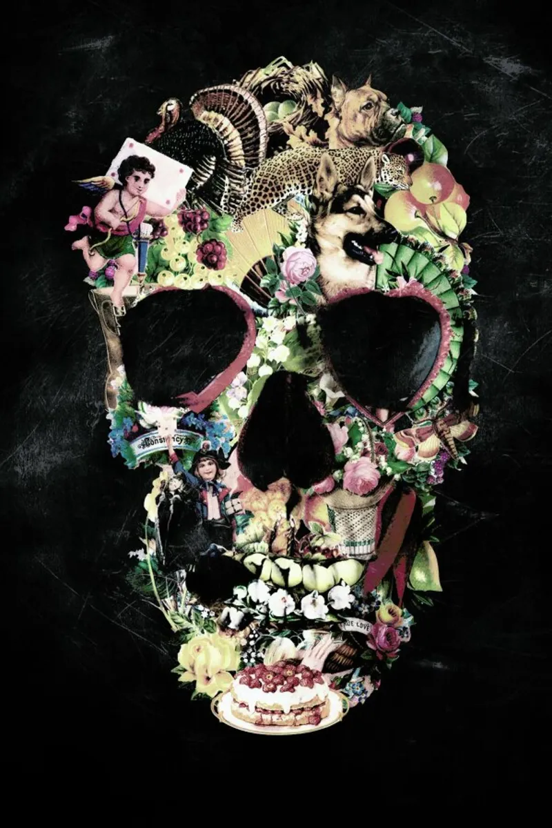Vintage Skull poster with aluminum frame by Ali Gulec