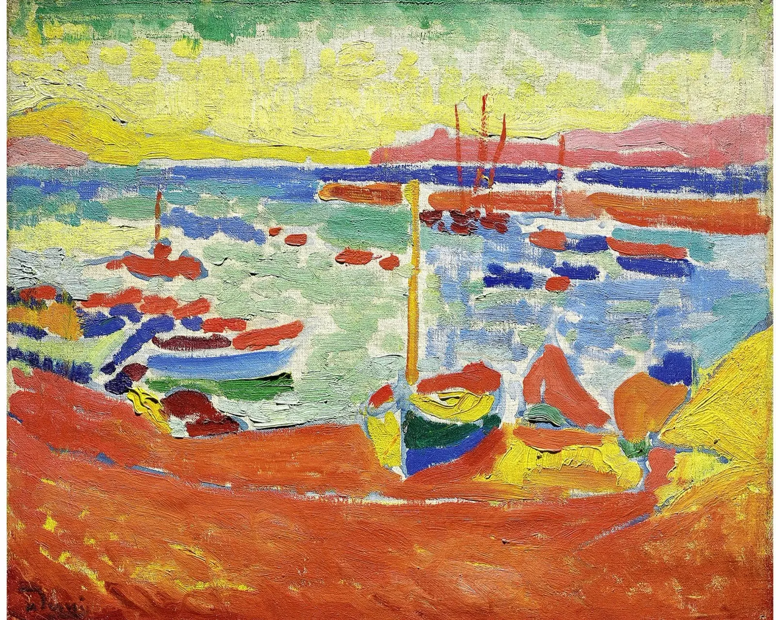 André Derain - Boten in de haven, Collioure canvas van ARTOTHEK