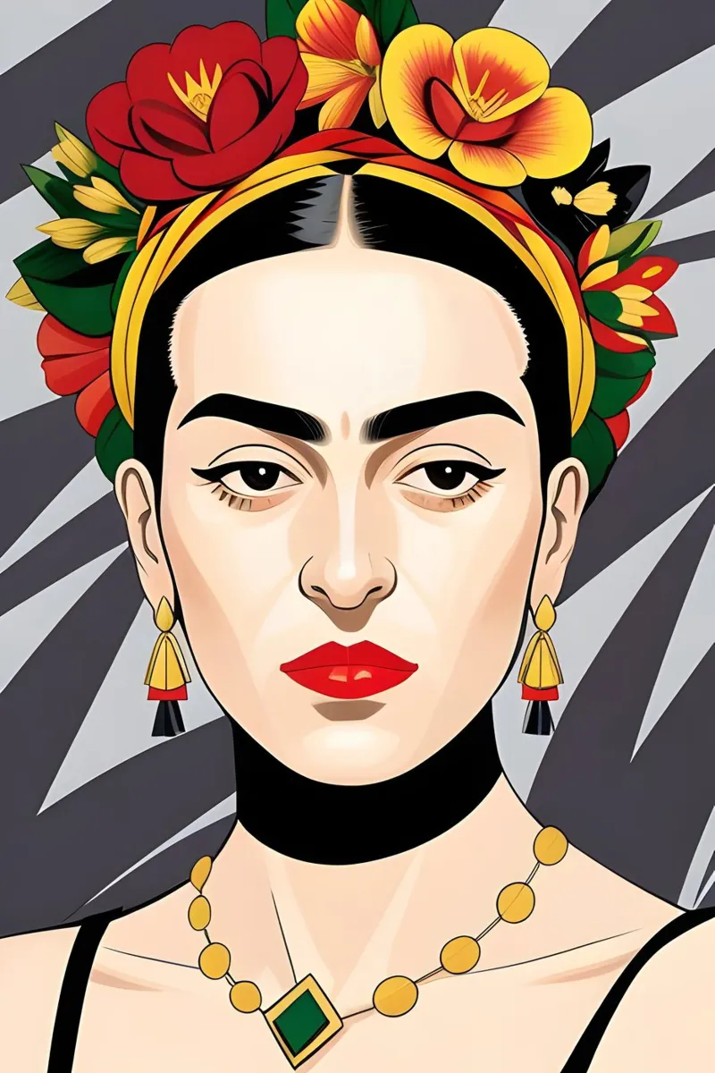 Frida Kahlo con fiori nei capelli pellicola backlit da ART DECO
