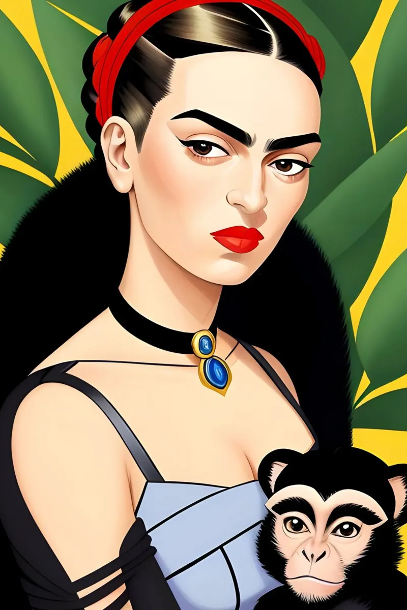 Frida Kahlo e la scimmia pellicola backlit da ART DECO
