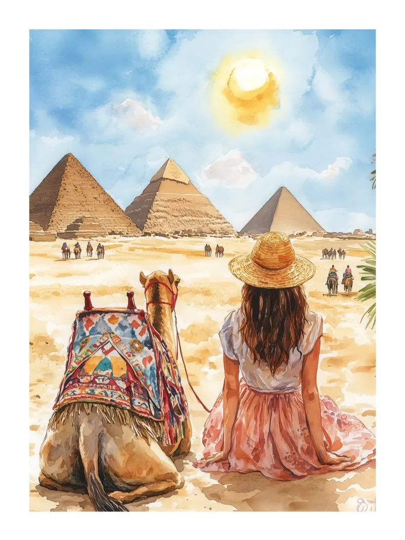 Contemplating the pyramids canvas with Floater frame by Shores & Skies