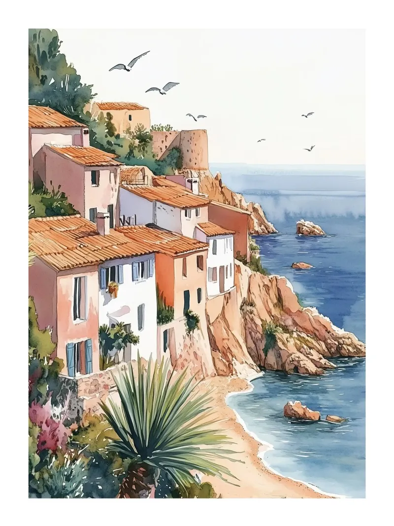 Mediterranean village on a cliff hahnemühle by Shores & Skies