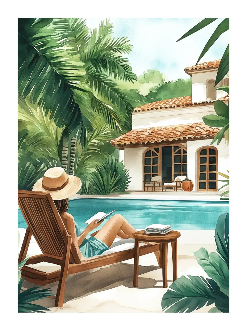 Reading by the pool hahnemühle by Shores & Skies