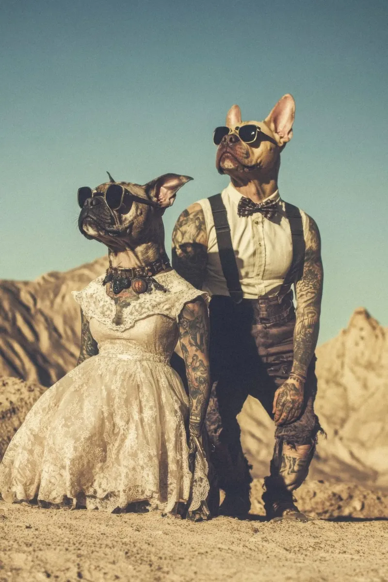 Buck & Bonnie, Las Vegas poster con telaio in plastica da Affiches Chien Originales – Dogland
