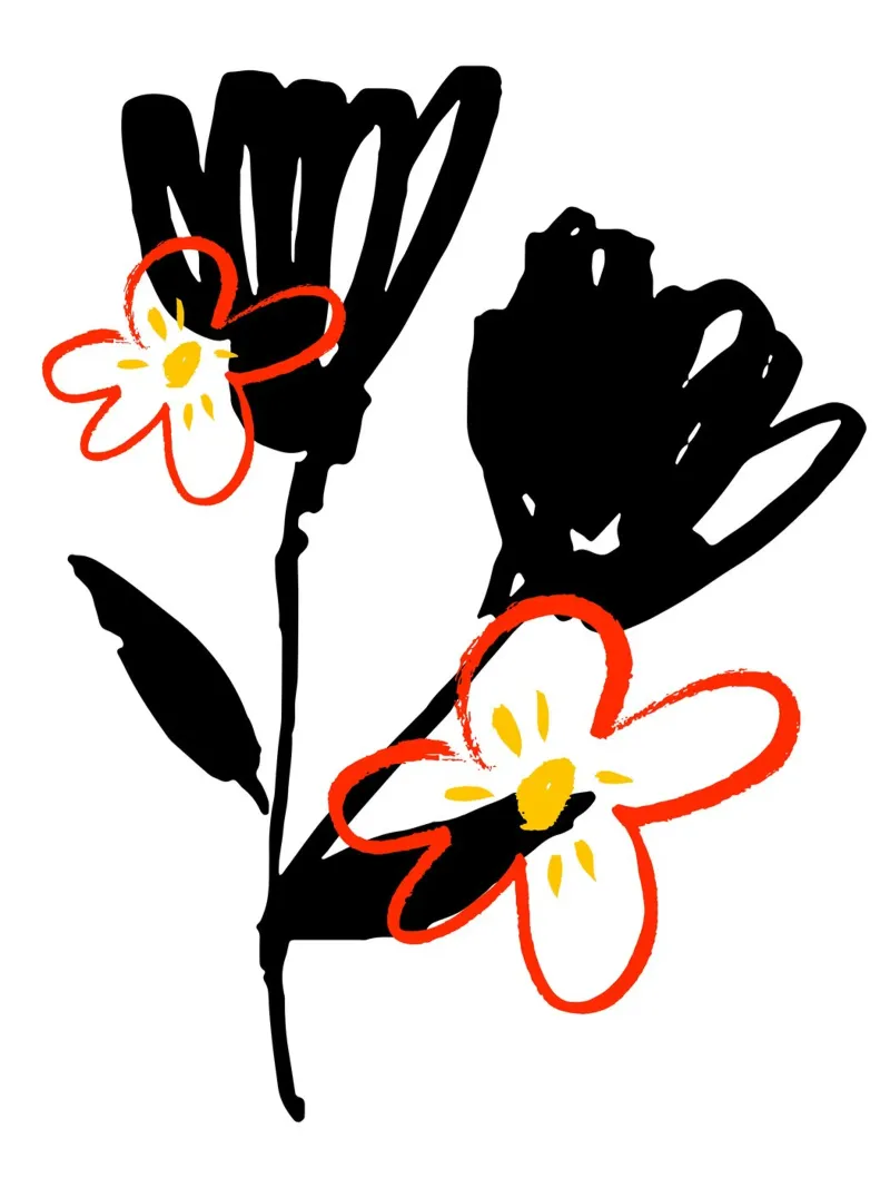 Bold black silhouettes of flowers poster with plastic frame by ramosashop