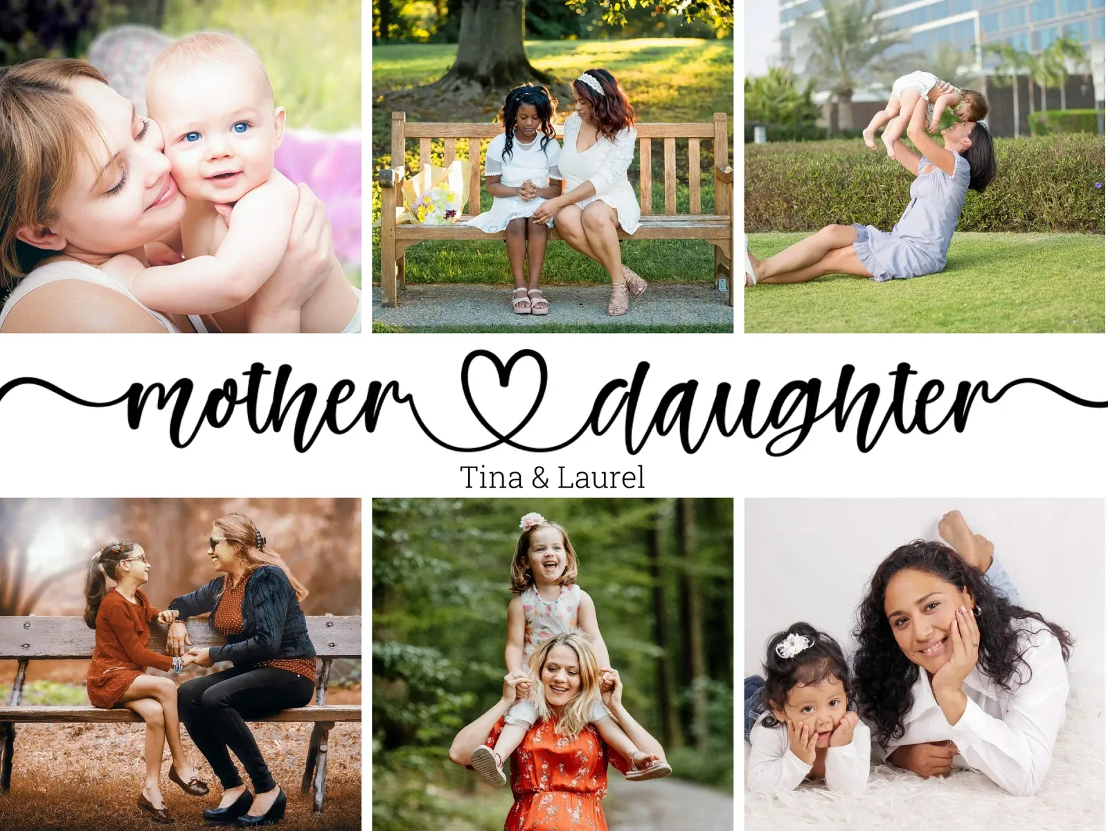 Personalized Mother & Daughter Custom Name 6 Photo Collage acrylic glass by Personalized Art