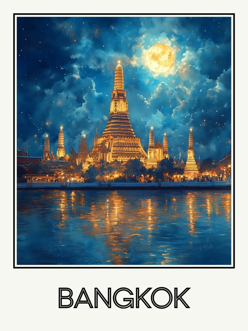 Bangkok poster con telaio in legno da Frame the World