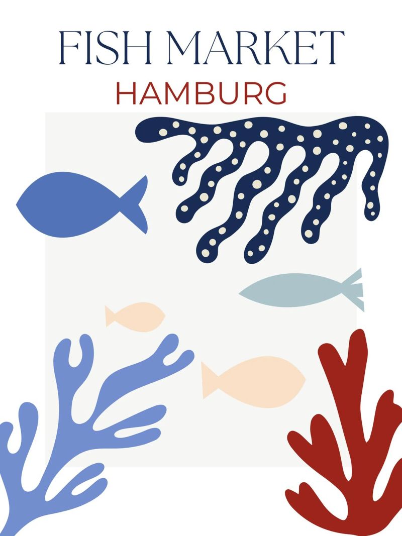 Fischmarkt Hamburg City Art - Maritime Korallen & Meerestiere Poster von Studio Remiér
