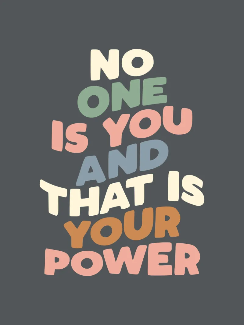 Nadie eres tú y ése es tu poder Typografie Design metacrilato de THE MOTIVATED TYPE