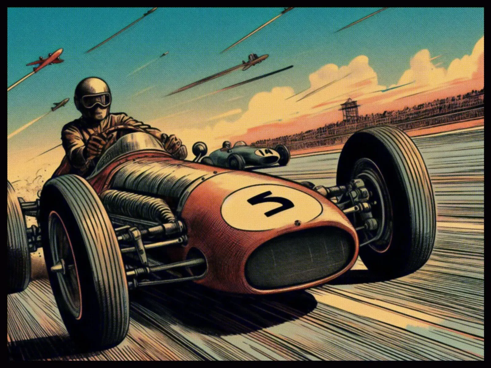 the Race - Vintage Poster Print poster with wooden frame by posterprints-by-nomad