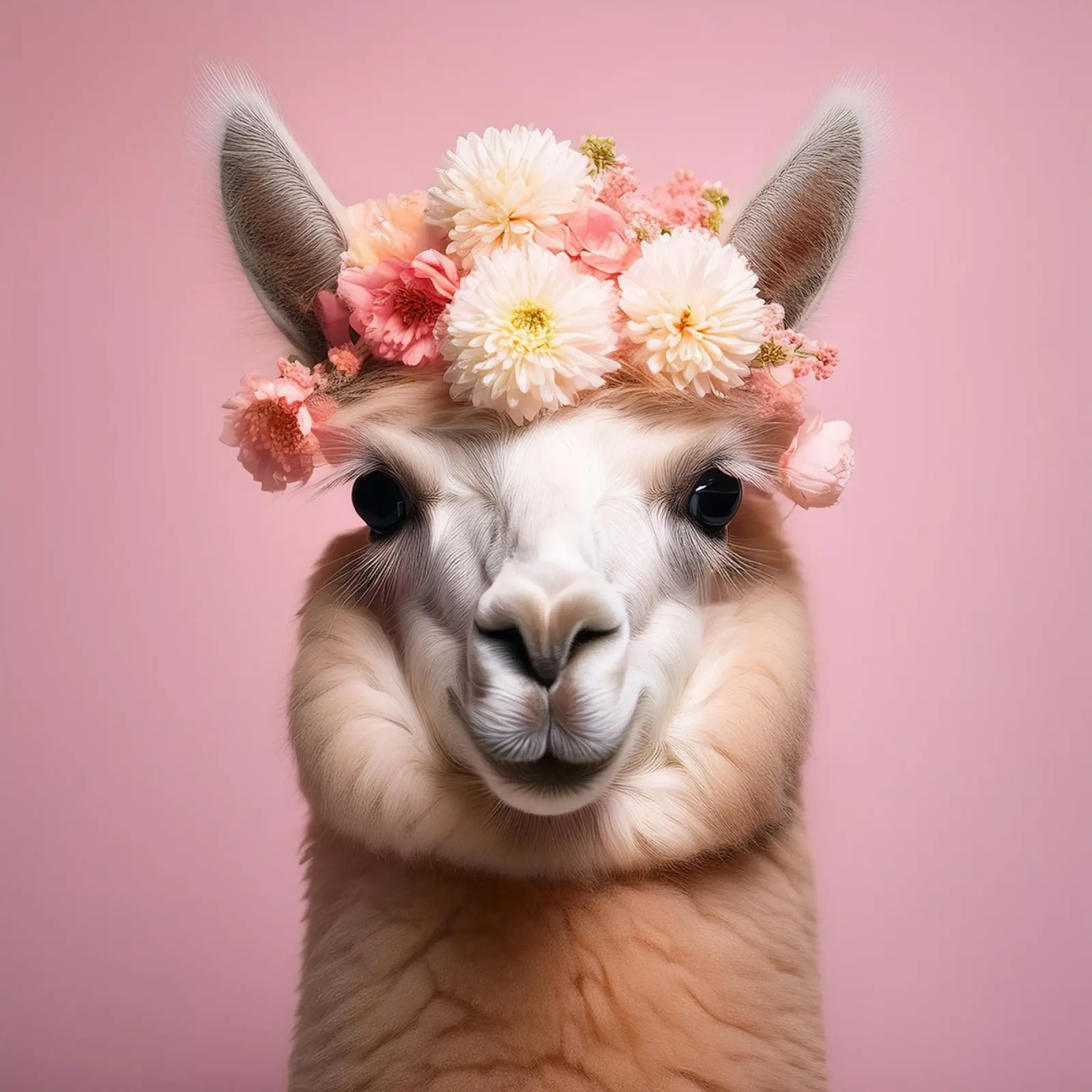 Lovely Llama with a Delicate Floral Crown Art Print forex plate by FlexiDesignsByK