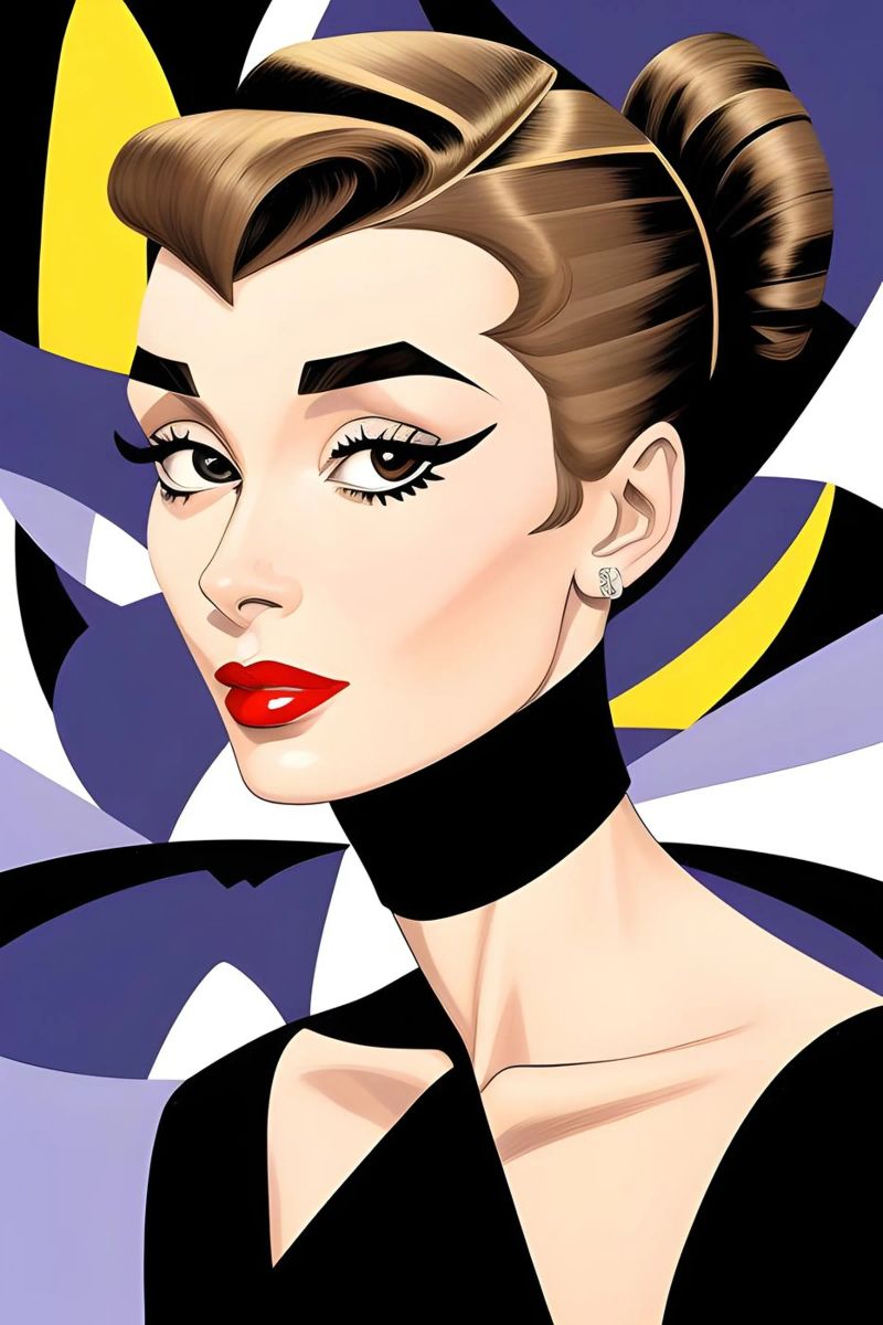 Audrey Hepburn Geometrisches Dopamin Leinwand von ART DECO
