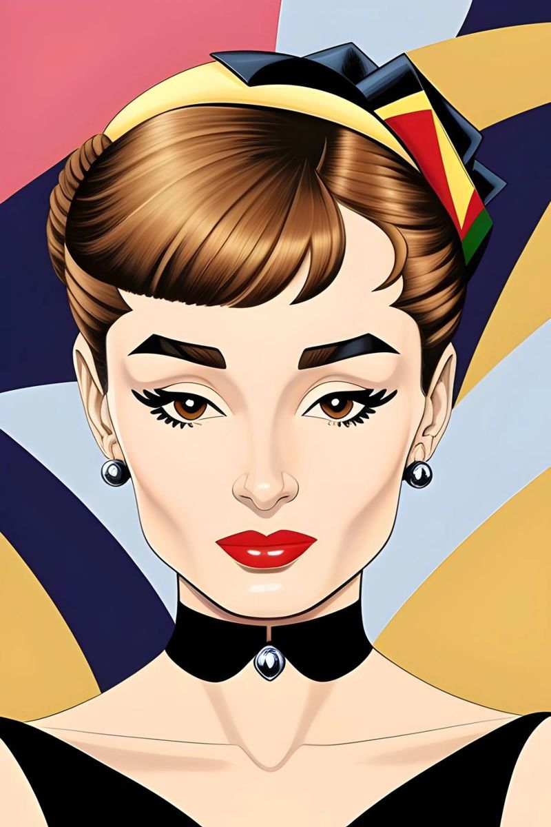 AUDREY HEPBURN RETRO-GEOMETRISCH Leinwand von ART DECO