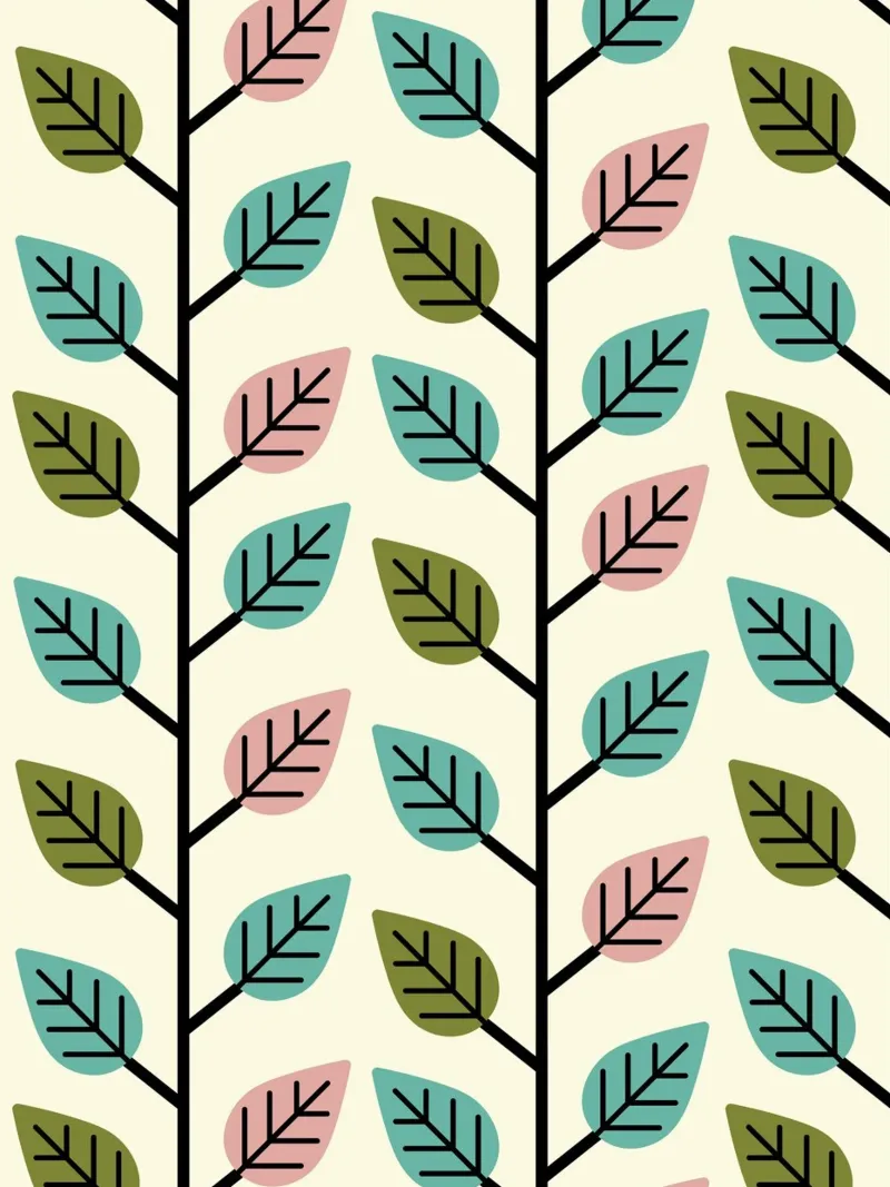 Seamless retro leaf pattern with geometric design hahnemühle by CoelfenArt