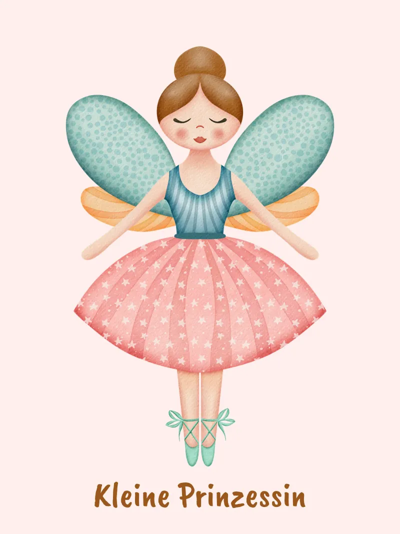 Illustration of fairy with starry dress "Little Princess" acrylic glass by CoelfenArt