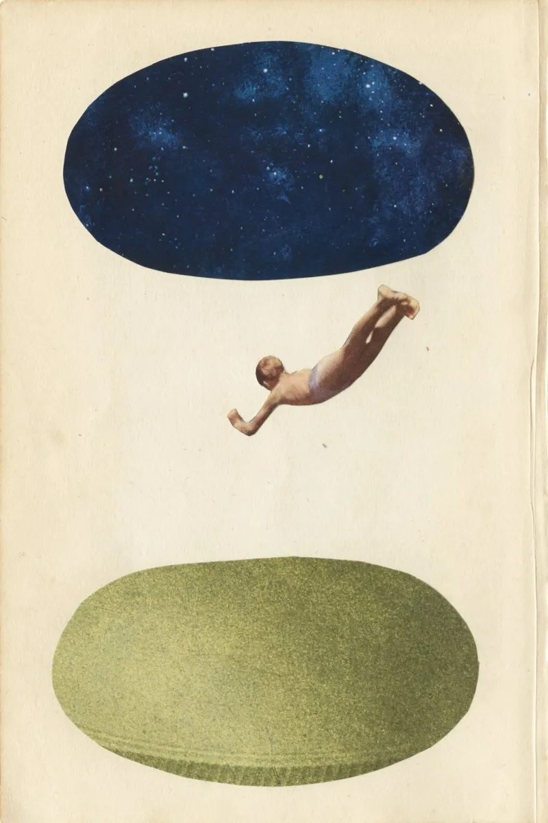 Night Swim poster with wooden frame by Cassia Beck Collage