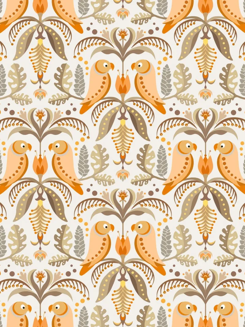 Tropical patterns with parrots and flowers in boho colours canvas by CoelfenArt