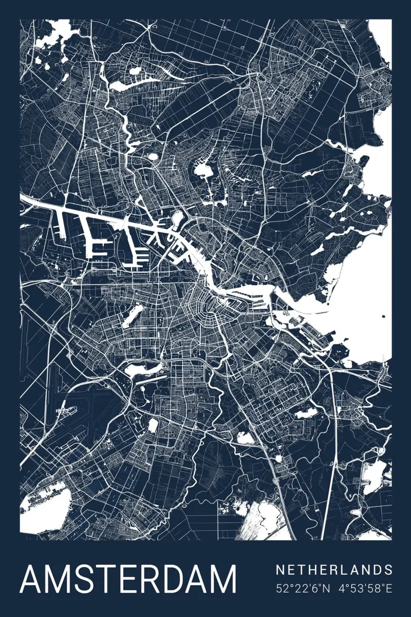 Mappa di Amsterdam carta hahnemühle da CityMapPoster