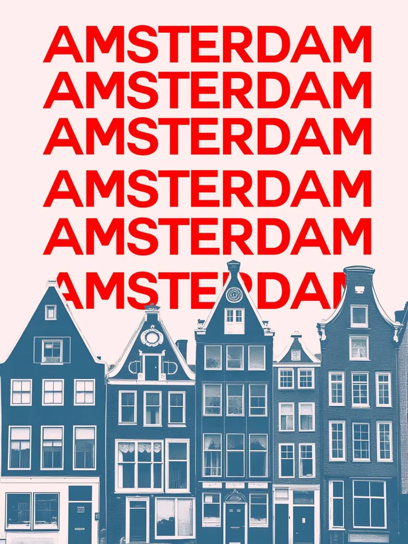 Amsterdam Cityscape poster with aluminum frame by Attaboy Dsgn
