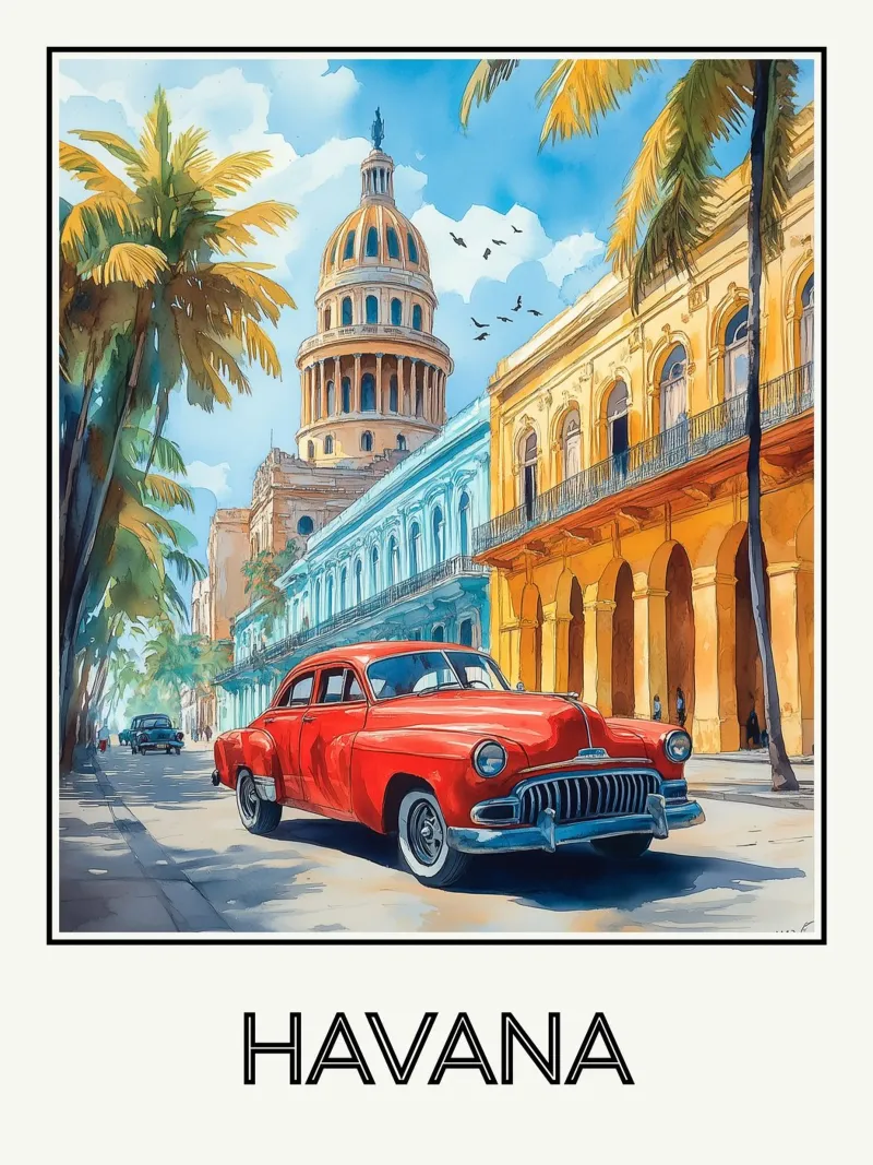 La Havane poster con telaio in legno da Frame the World