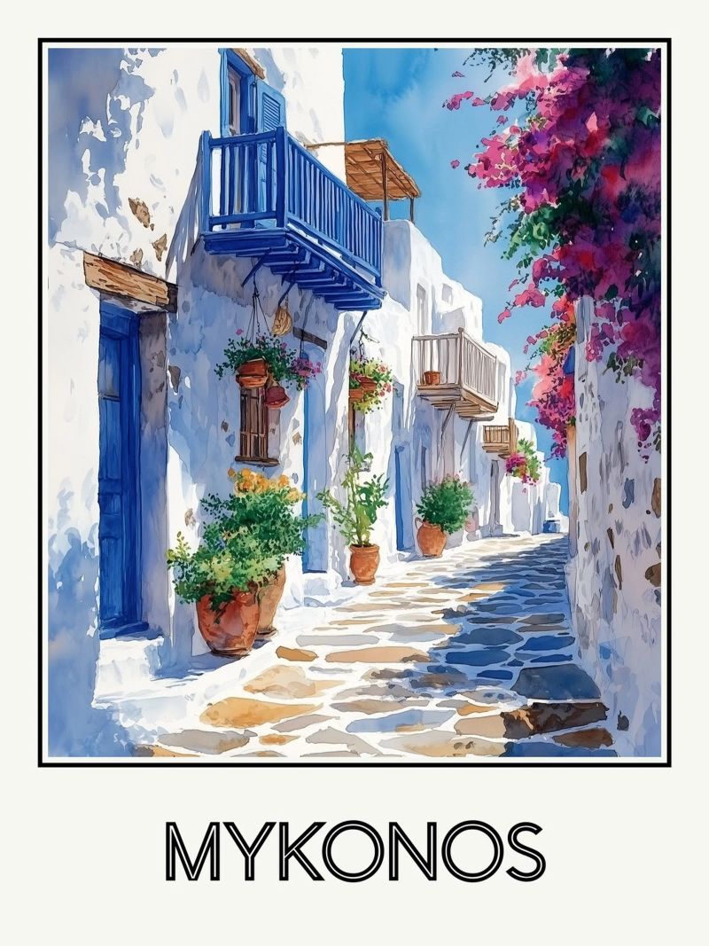 Mykonos Poster von Frame the World