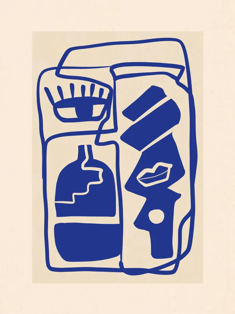 Moderno Abstracto Mínimo Formas 53 Azul Cobalto poster de ThingDesign