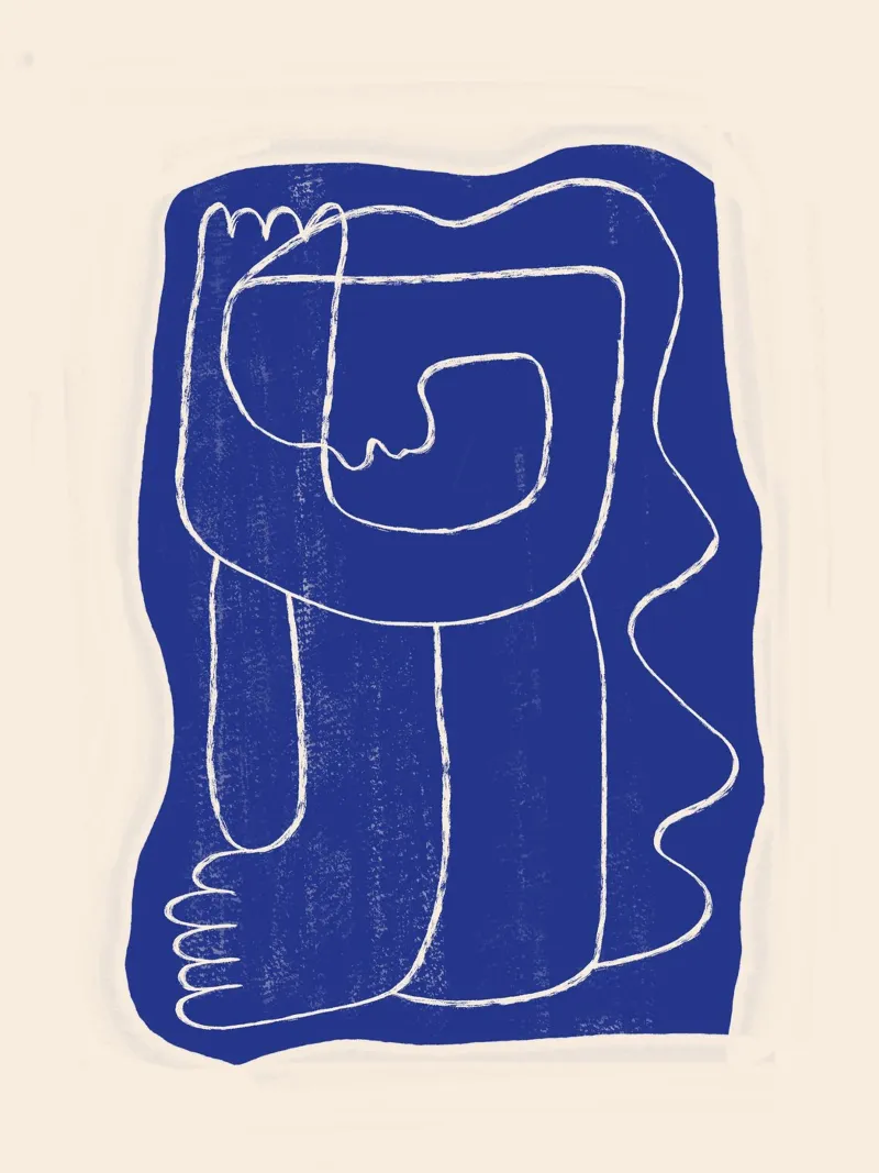 Dessin au trait abstrait Figure 7 Bleu cobalt hahnemühle de ThingDesign