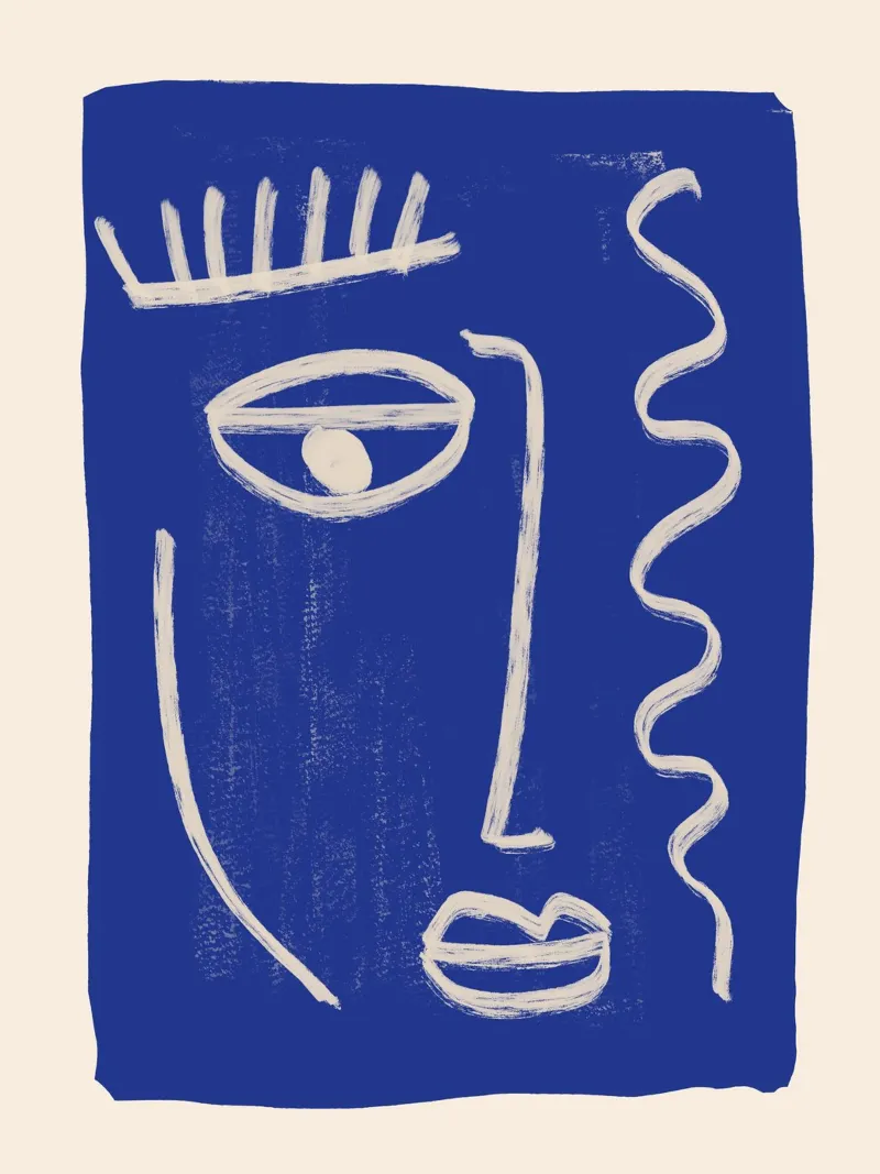 Visage abstrait 23 Bleu cobalt hahnemühle de ThingDesign