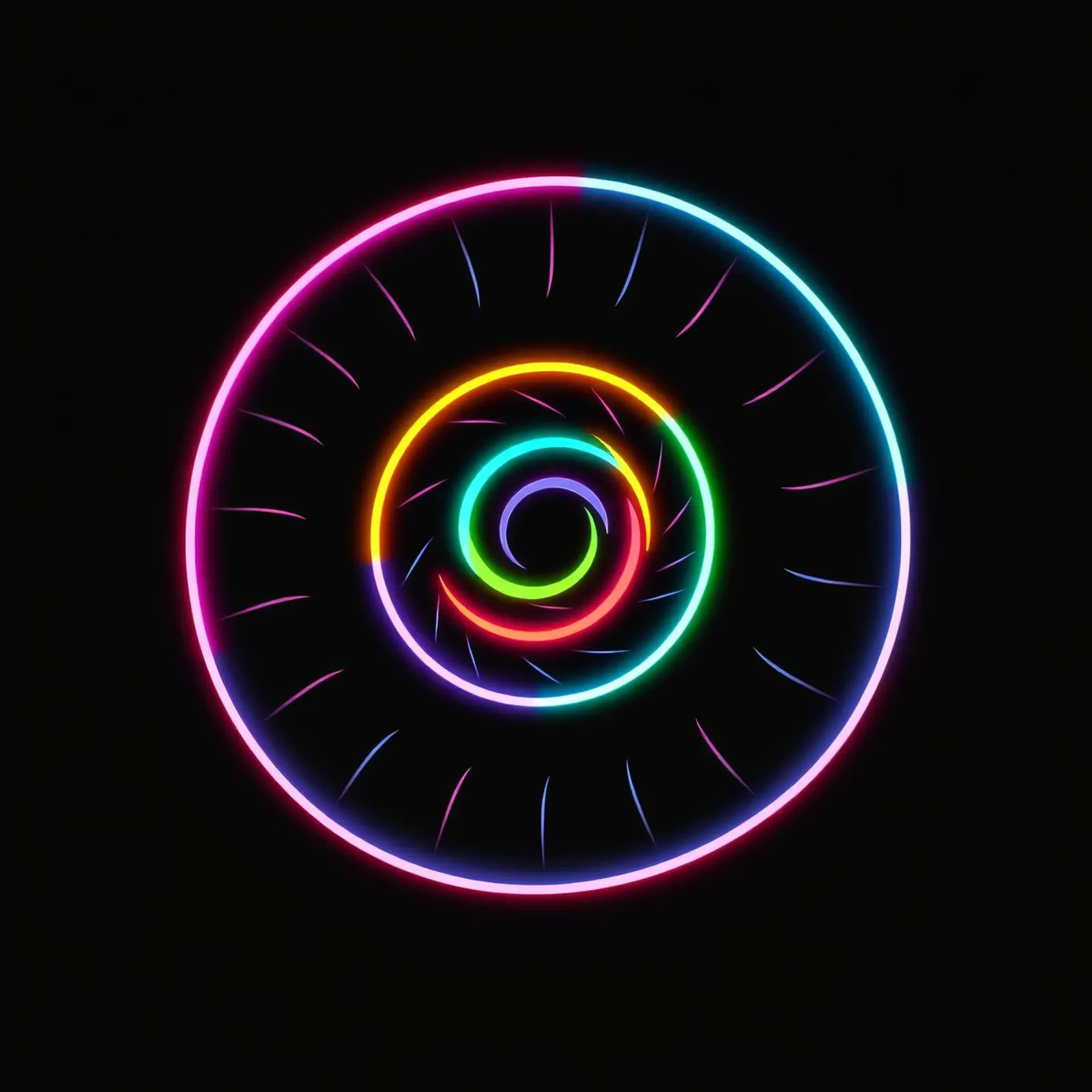 Colorful spiral light pattern with neon colors canvas by DesignDoodle