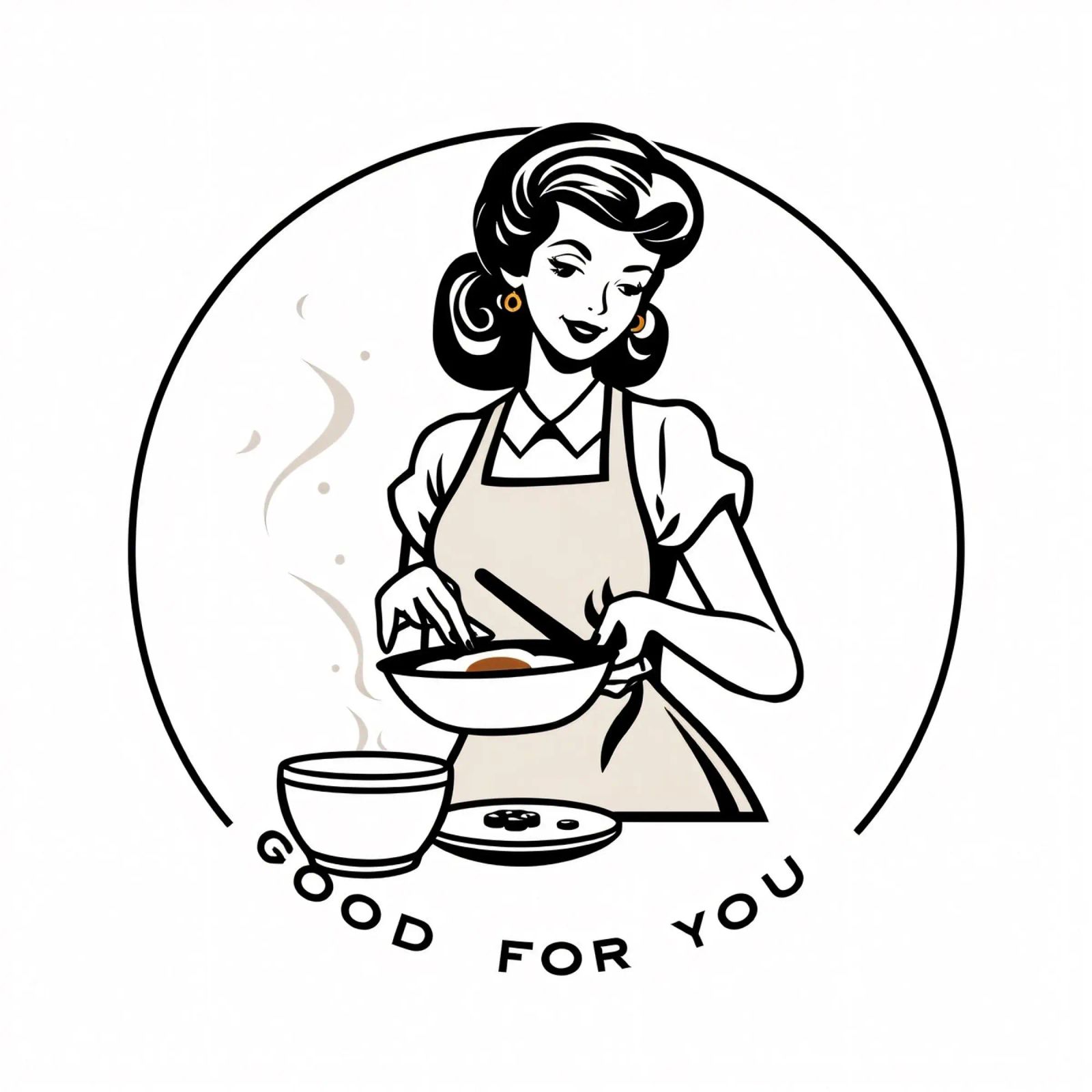 A woman in an apron prepares a meal while smiling canvas by DesignDoodle