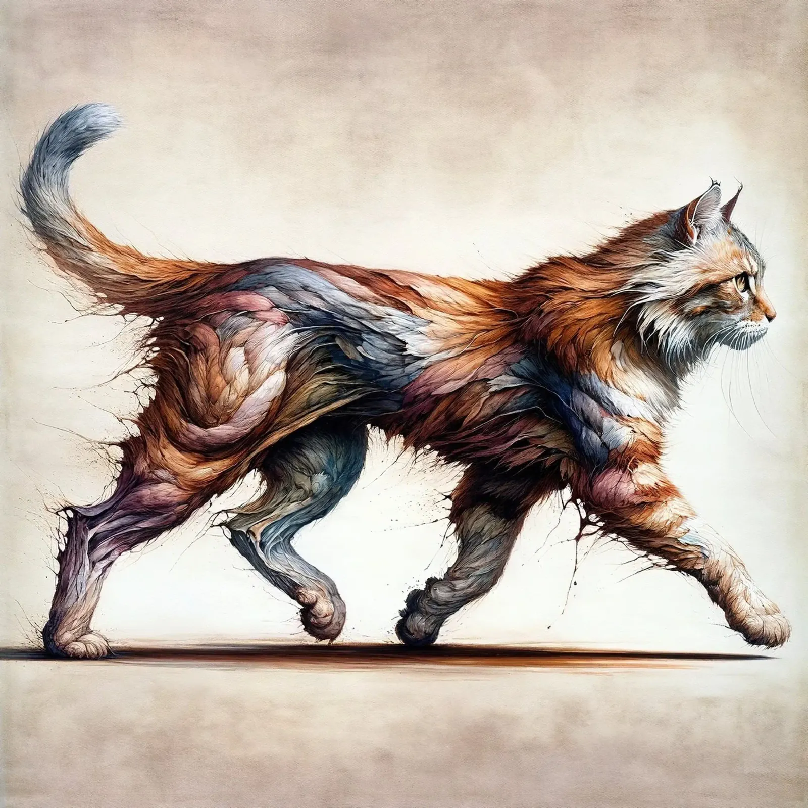 Gato poderoso lienzo con Marco flotante de Chromatic Fusion Studio