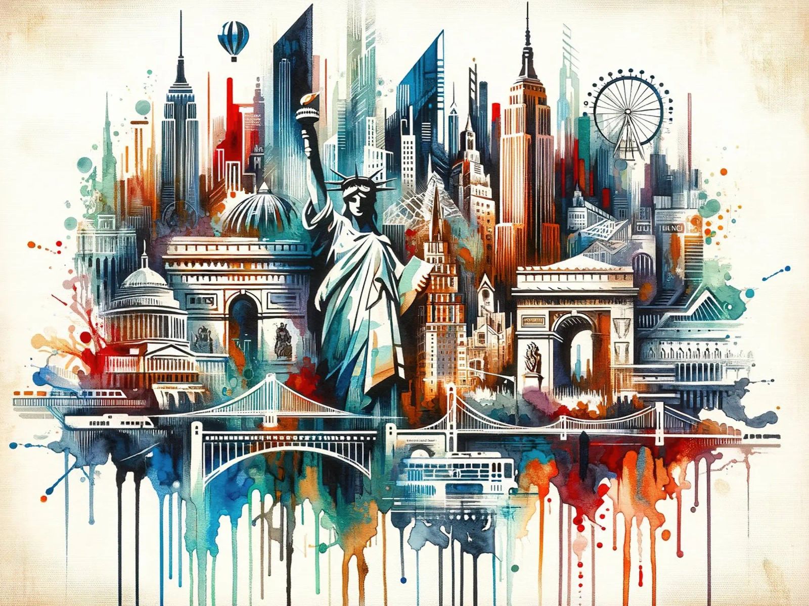 Abstract Watercolor New York poster by Chromatic Fusion Studio